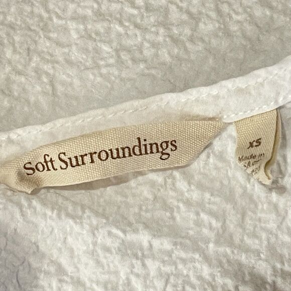 Soft Surroundings X-Small Tunic Top Sleeveless Crinkle Side Slits A-Line White - Picture 7 of 9